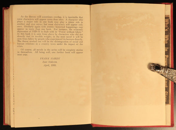 Power Without Glory by Frank J. Hardy 1950 Australian Fiction 1st Edition