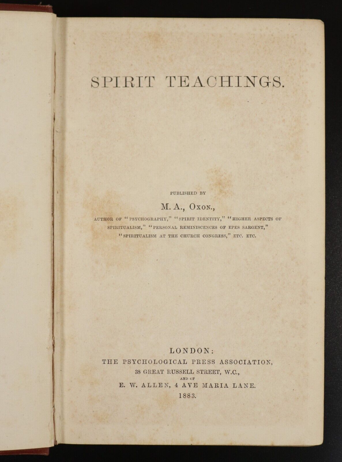 1883 Spirit Teachings by M.A. Oxon Scarce Antiquarian Occult Book Spirituality - 0