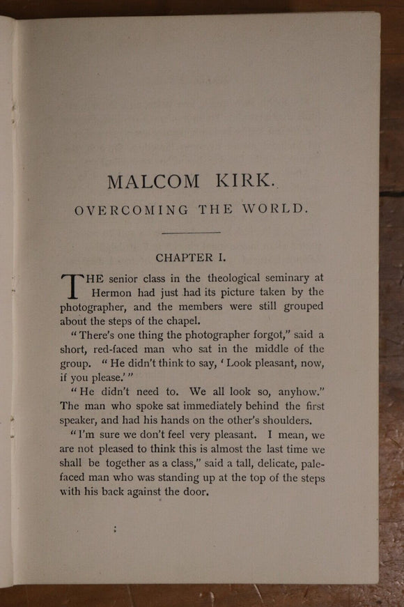 1898 Malcolm Kirk: Overcoming The World by CM Sheldon Antique Fiction Book