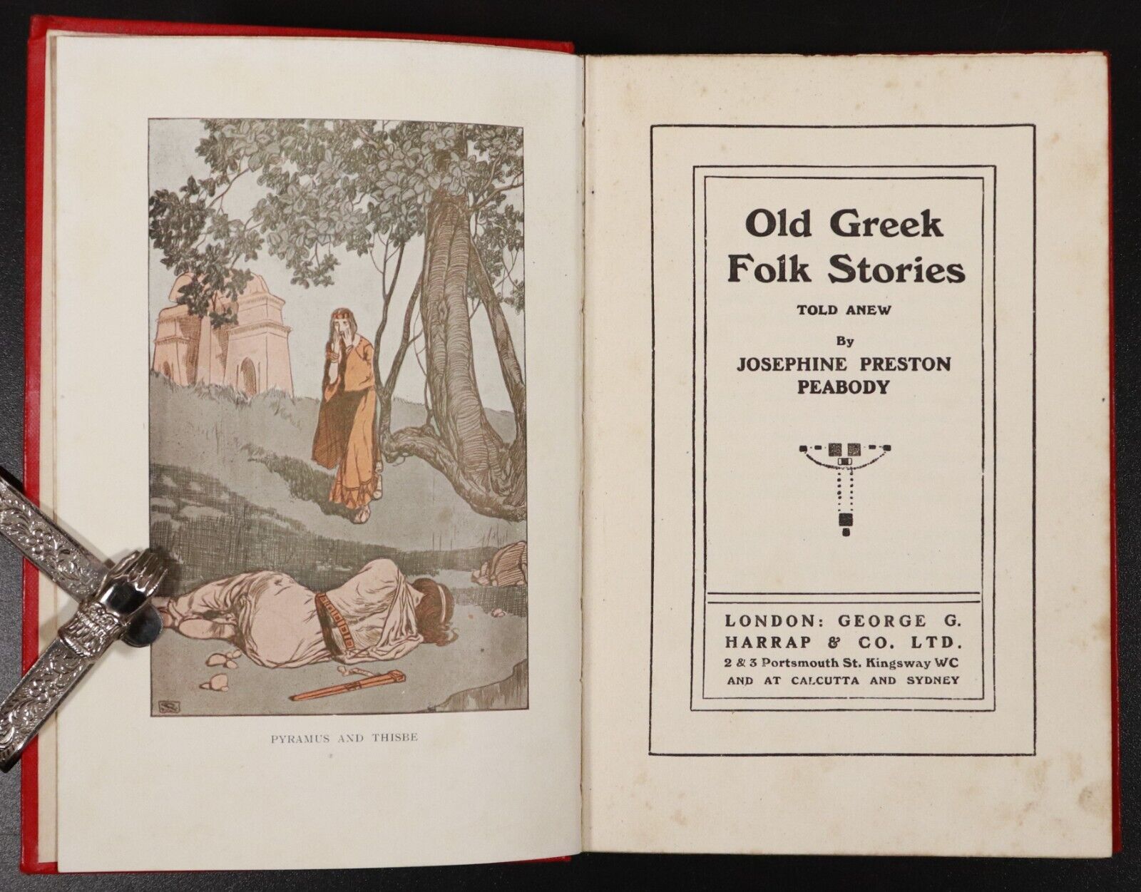 1925 Old Greek Folk Stories Told Anew by Josephine Preston Peabody Antique Book - 0