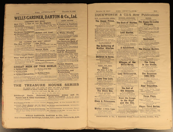 1913 The Spectator Magazine December 13, 1913 Antique British Newspaper Magazine