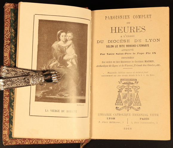 Paroissien Complet ou Heures A L'Usage Du Diocese De Lyon 1918 Antique Book