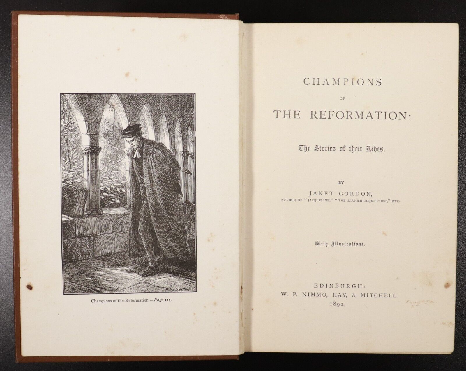 1892 Champions Of The Reformation & Jacqueline Antique Religious History Books