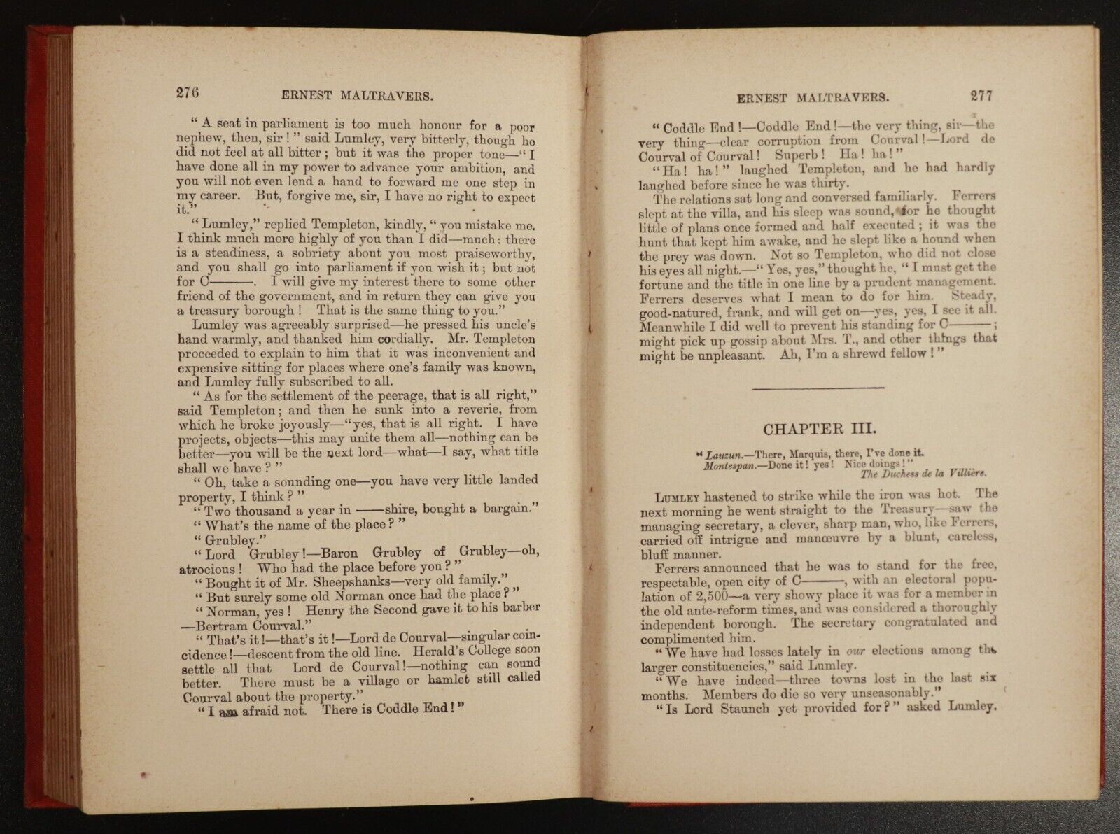 c1895 Ernest Maltravers by Lord Lytton Antiquarian British Fiction Book