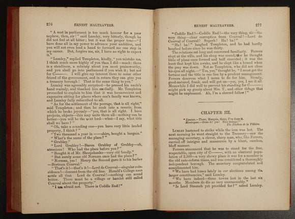 c1895 Ernest Maltravers by Lord Lytton Antiquarian British Fiction Book