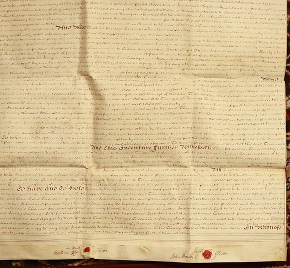 1772 Indenture Conveyance British Legal Document Manuscript Vellum Wax Sealed