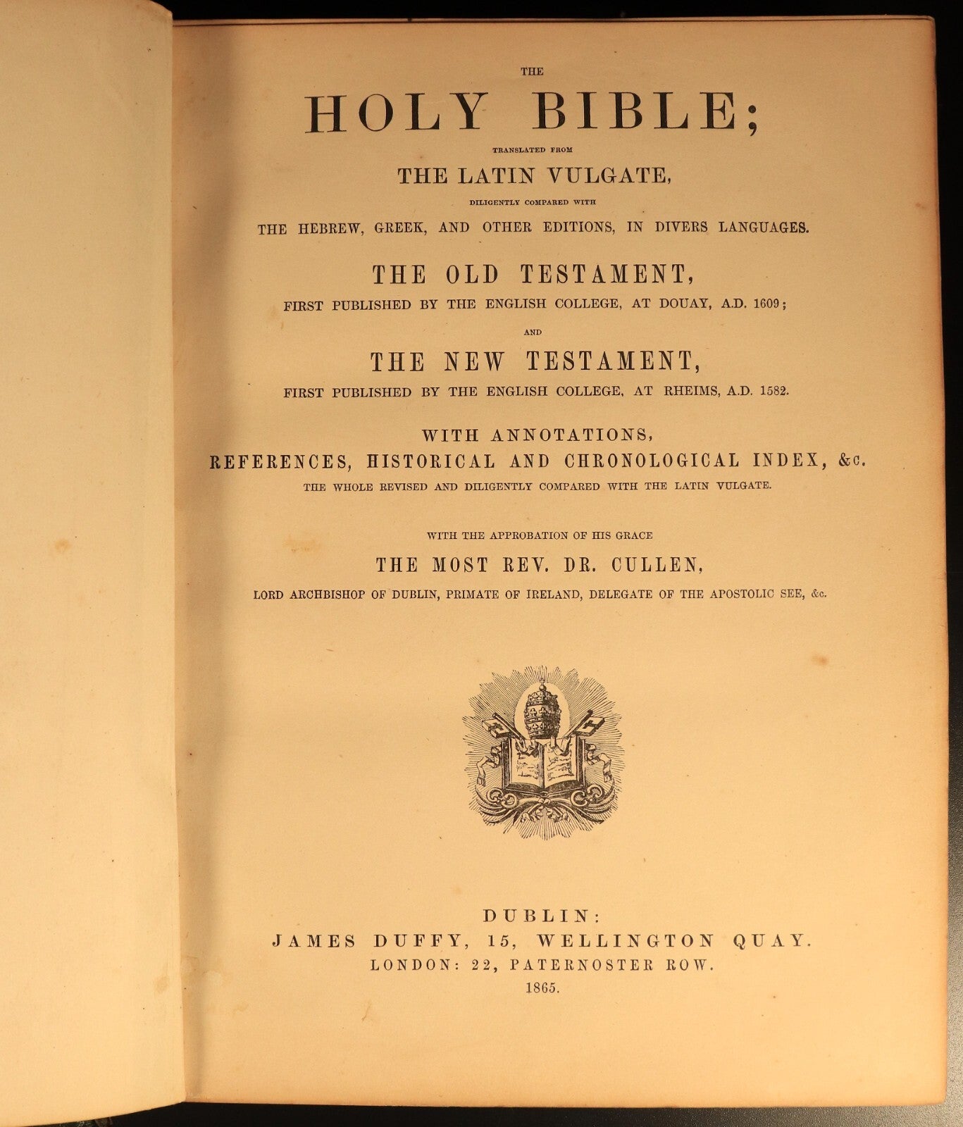 1865 The Pictorial Catholic Bible by Rev Dr Cullen Antiquarian Leather Bible