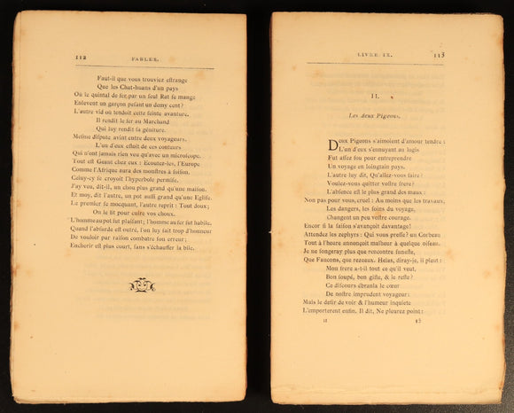 1868 Fables De La Fontaine Antiquarian French Literature Book 2vol Suit Rebind