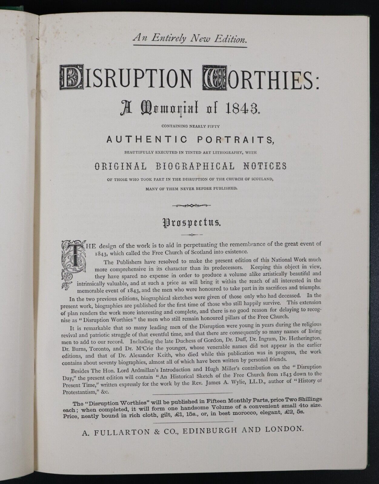 c1893 2vol Disruption Worthies Memorial Of 1843 Antique Scottish History Books