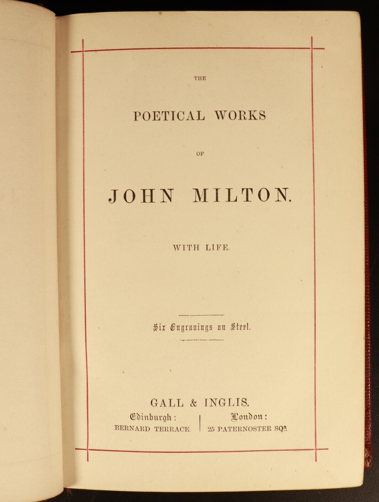 c1882 Poetical Works Of John Milton Paradise Lost Antique Poetry Book Leather