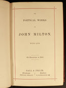 c1882 Poetical Works Of John Milton Paradise Lost Antique Poetry Book Leather-7