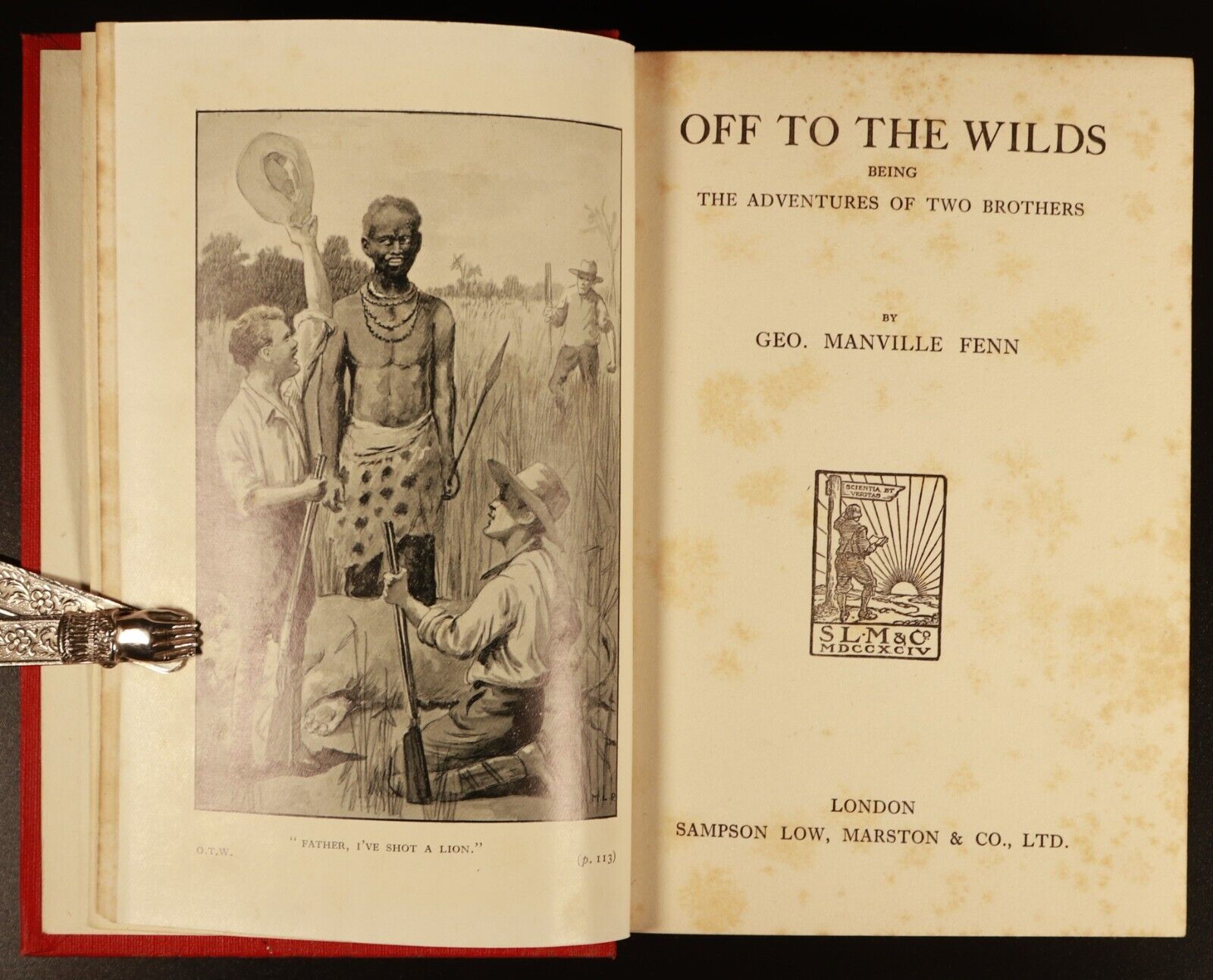 1894 Off To The Wilds by G. Manville Fenn Antique Adventure Fiction Book