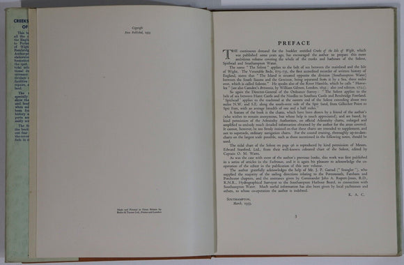1933 1st Ed Creeks & Harbours Of The Solent Antique British History Book