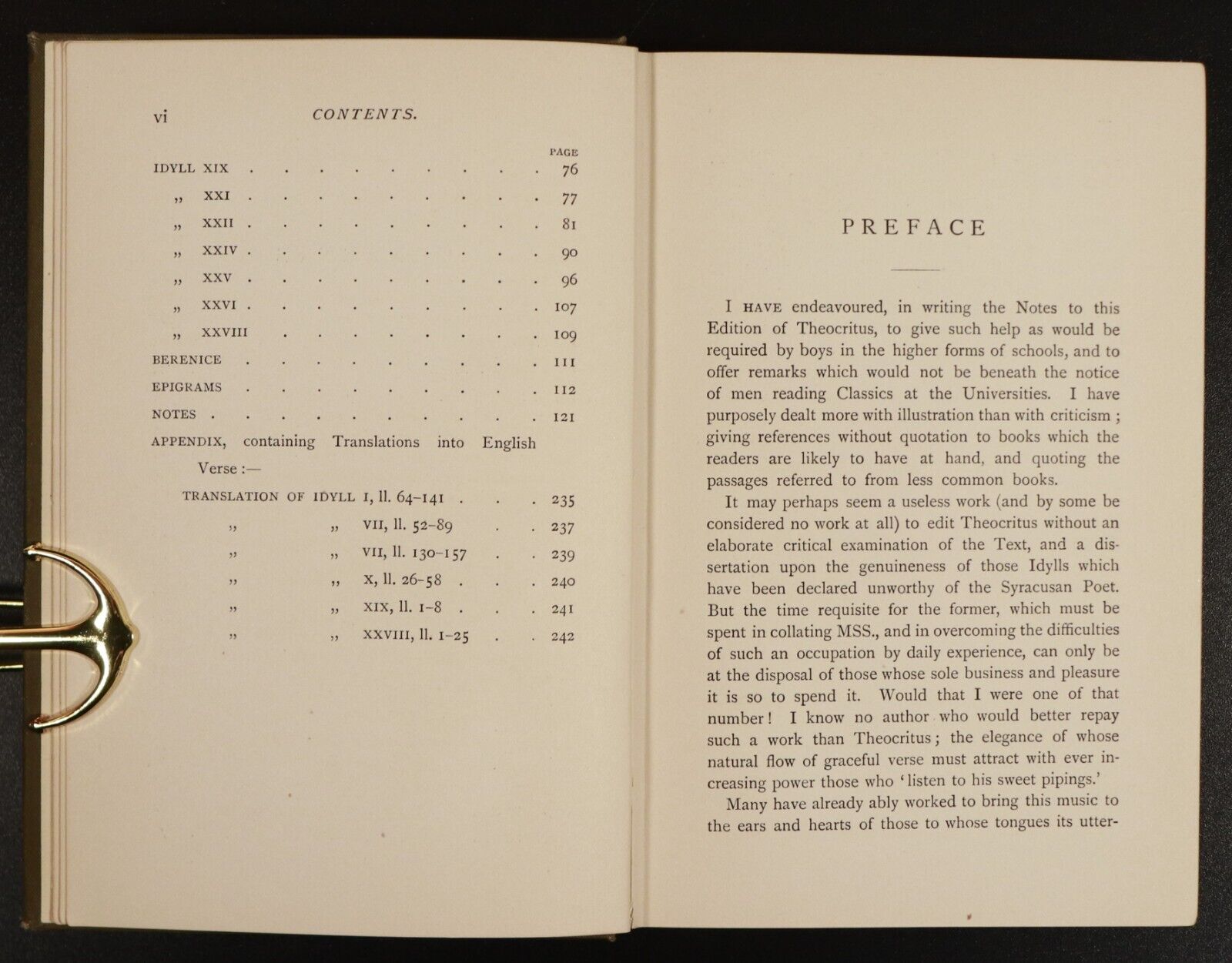 1892 Idylls & Epigrams Attributed To Theocritus H. Kynaston Antique Poetry Book