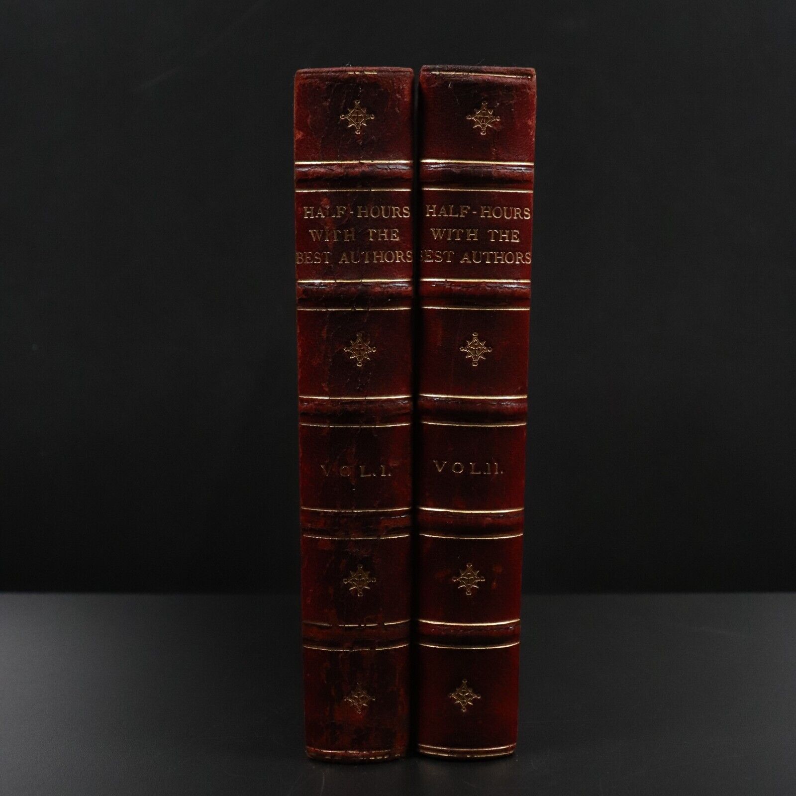 1888 2vol Half Hours With The Best Authors by C. Knight Antique Book Set