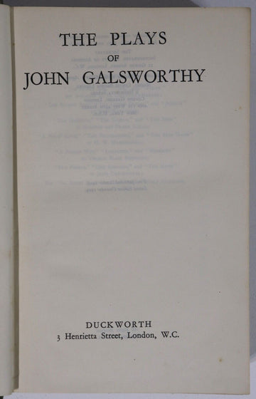 1929 The Plays Of John Galsworthy Antique British Theatre & Literature Book - 0