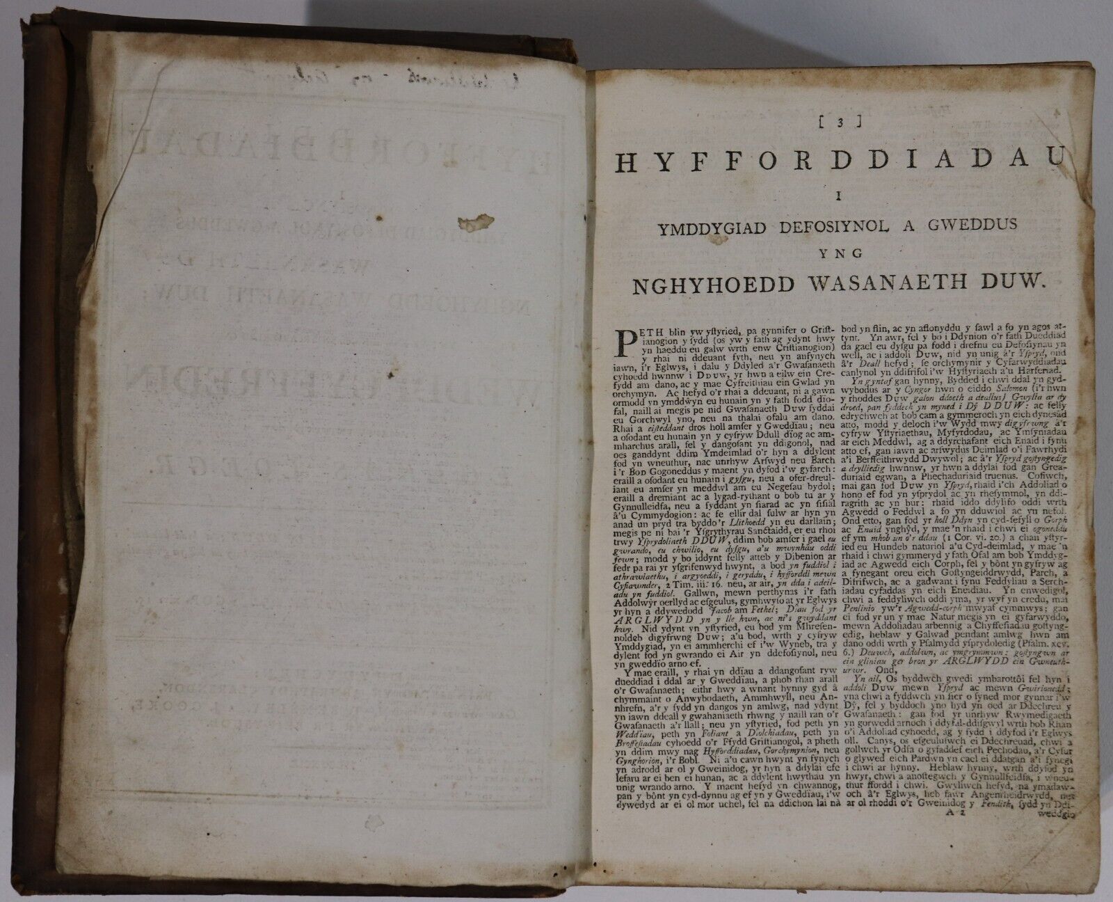 1799 Hyfforddiadaa Antiquarian Welsh Theology Book Church Of England Wales