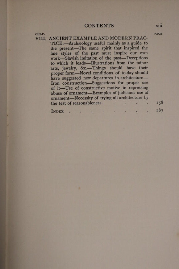 1906 Reason In Architecture Lectures by TG Jackson Antique Architecture Book