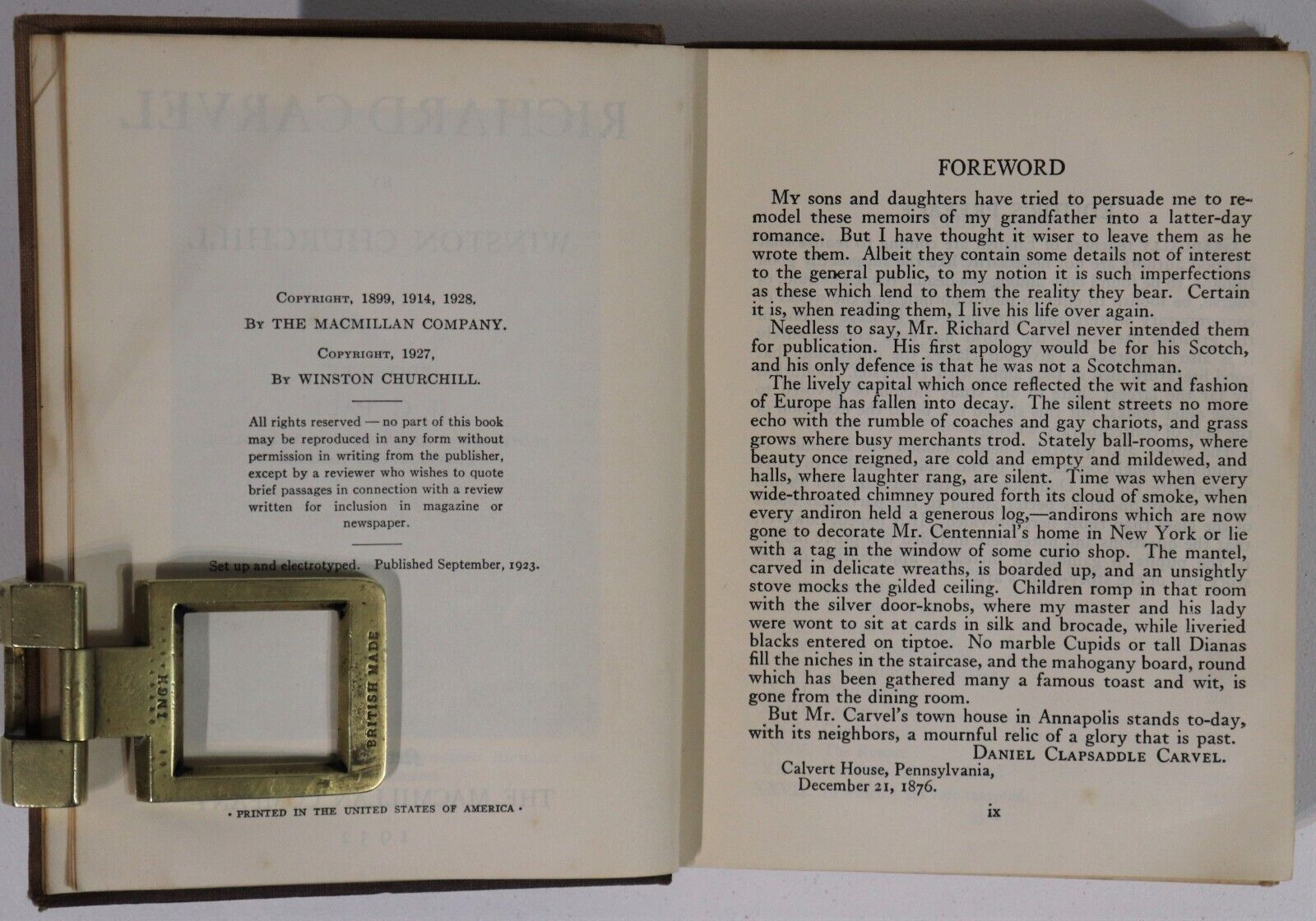 1932 Richard Carvel by Winston Churchill Antique Historical Fiction Book