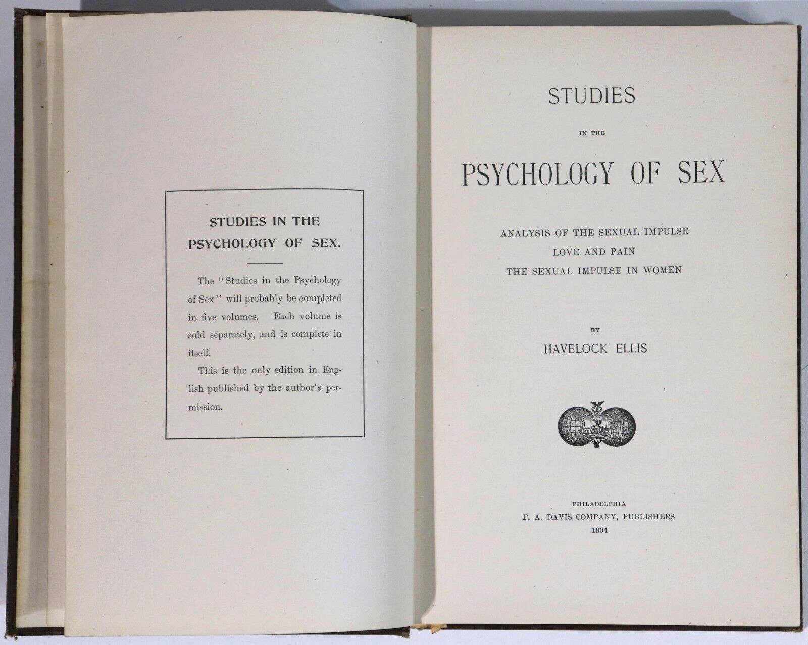 1906 Studies In The Psychology Of Sex Antique Sex Psychology Reference Book Set