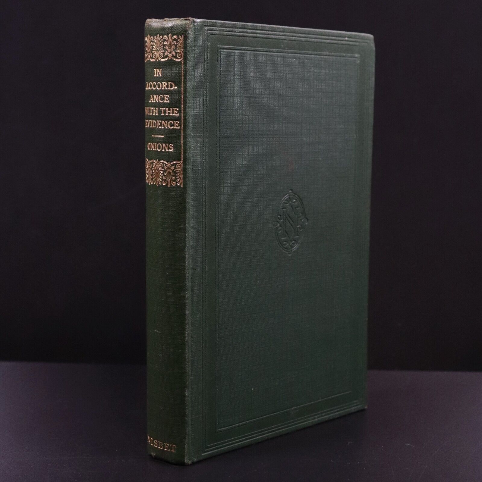 1915 In Accordance With The Evidence by Oliver Onions Antique Fiction Book