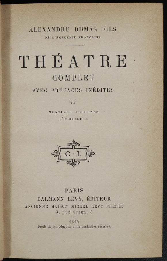 1896 7vol Alexandre Dumas Fils Theatre Complet Prefaces Inedites Antique Books