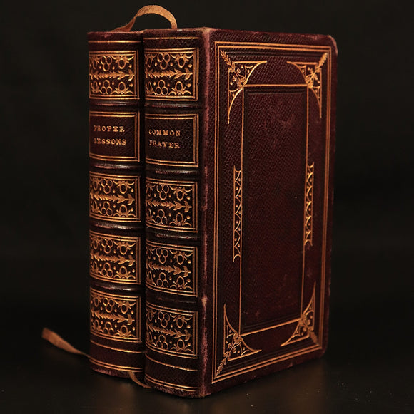 1845 Proper Lessons & Common Prayer Miniature Bible 2vol Set Antique Books