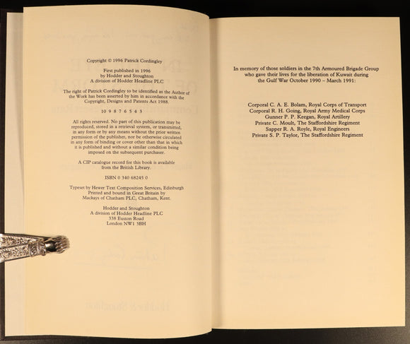 In The Eye Of The Storm Gulf War 1996 SIGNED Military History Book P. Cordingley