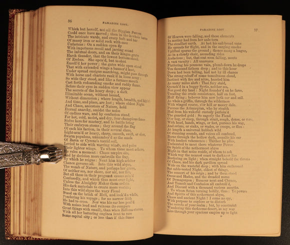 c1850 Poetical Works Of John Milton Paradise Lost Antique Poetry Book Leather