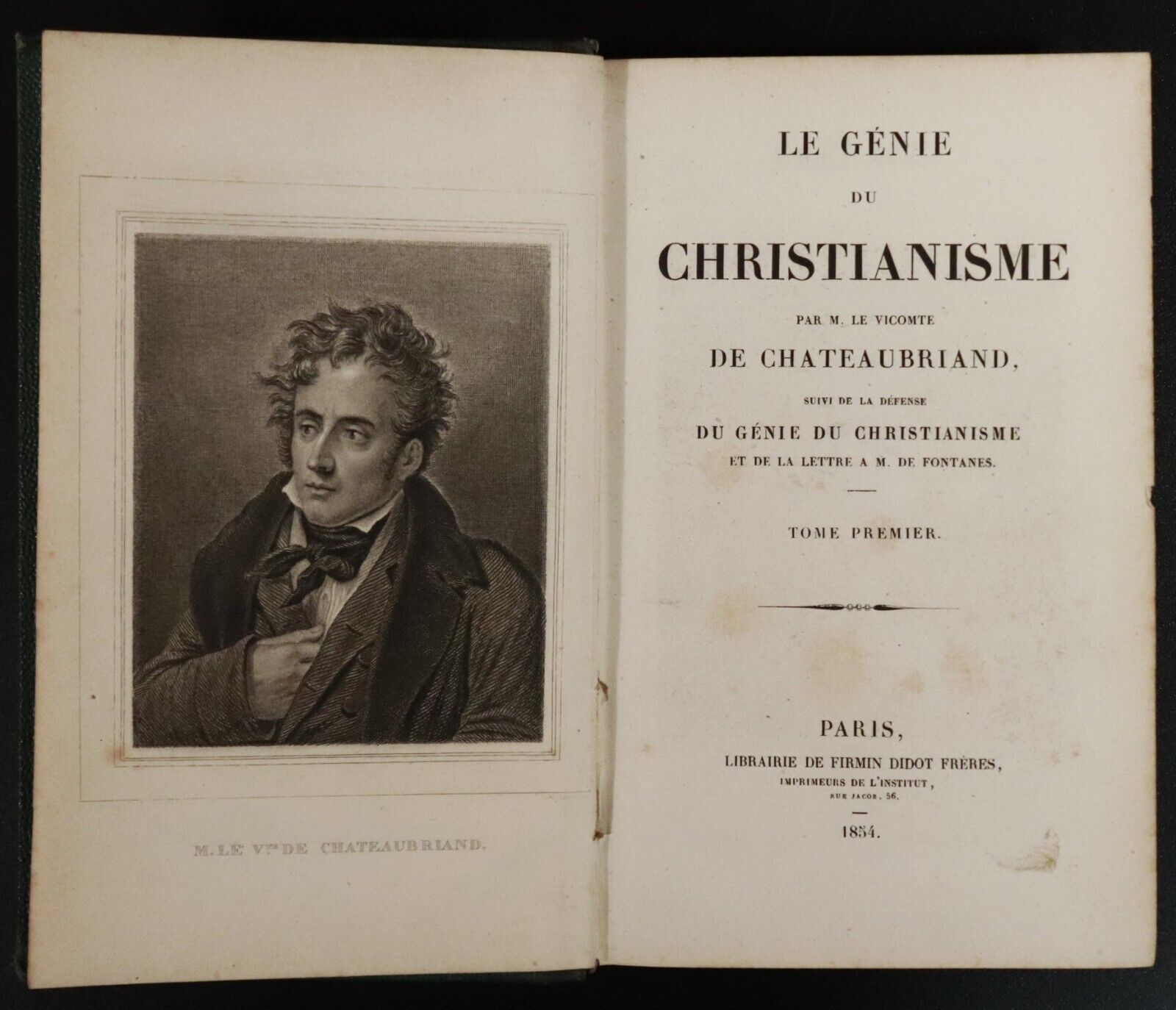 1854 2vol Le Genie Du Christianisme by de Chateaubriand Antique History Books - 0