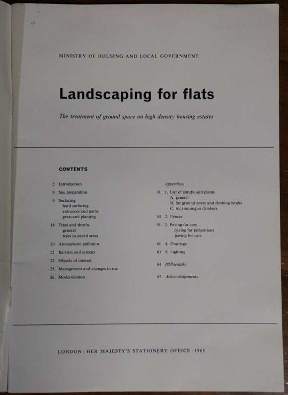 1963 Landscaping For Flats: London British Town Planning Architecture Book