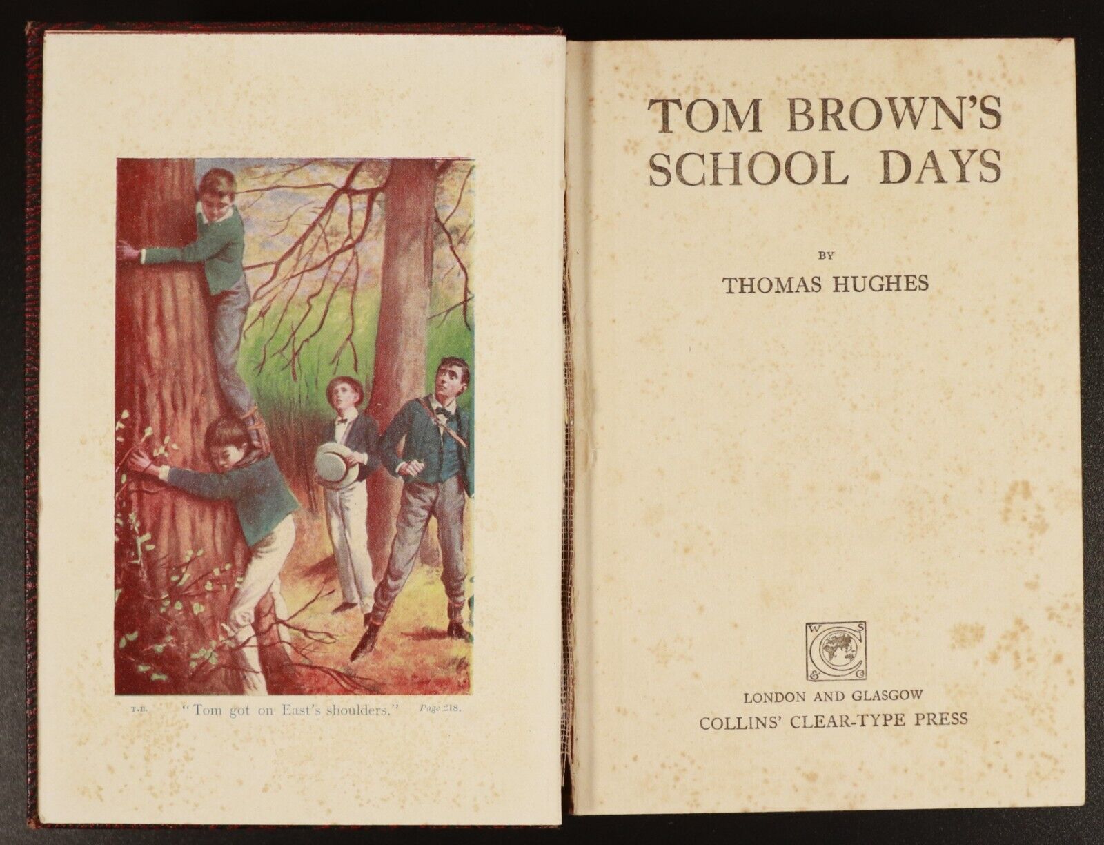 c1920 Tom Brown's School Days by Thomas Hughes Antique Fiction Book - 0