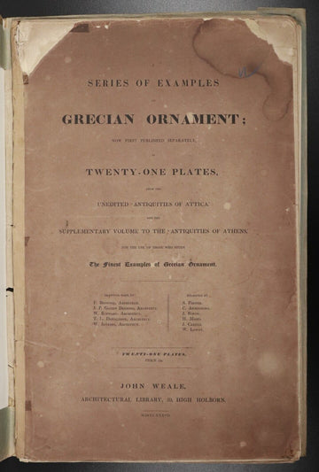 1837 Series Of Examples Of Grecian Ornament Antiquarian Architecture Book Plates