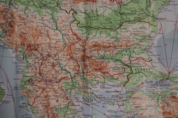 1941 The London Geographical Society Map of The Balkans Antique Map
