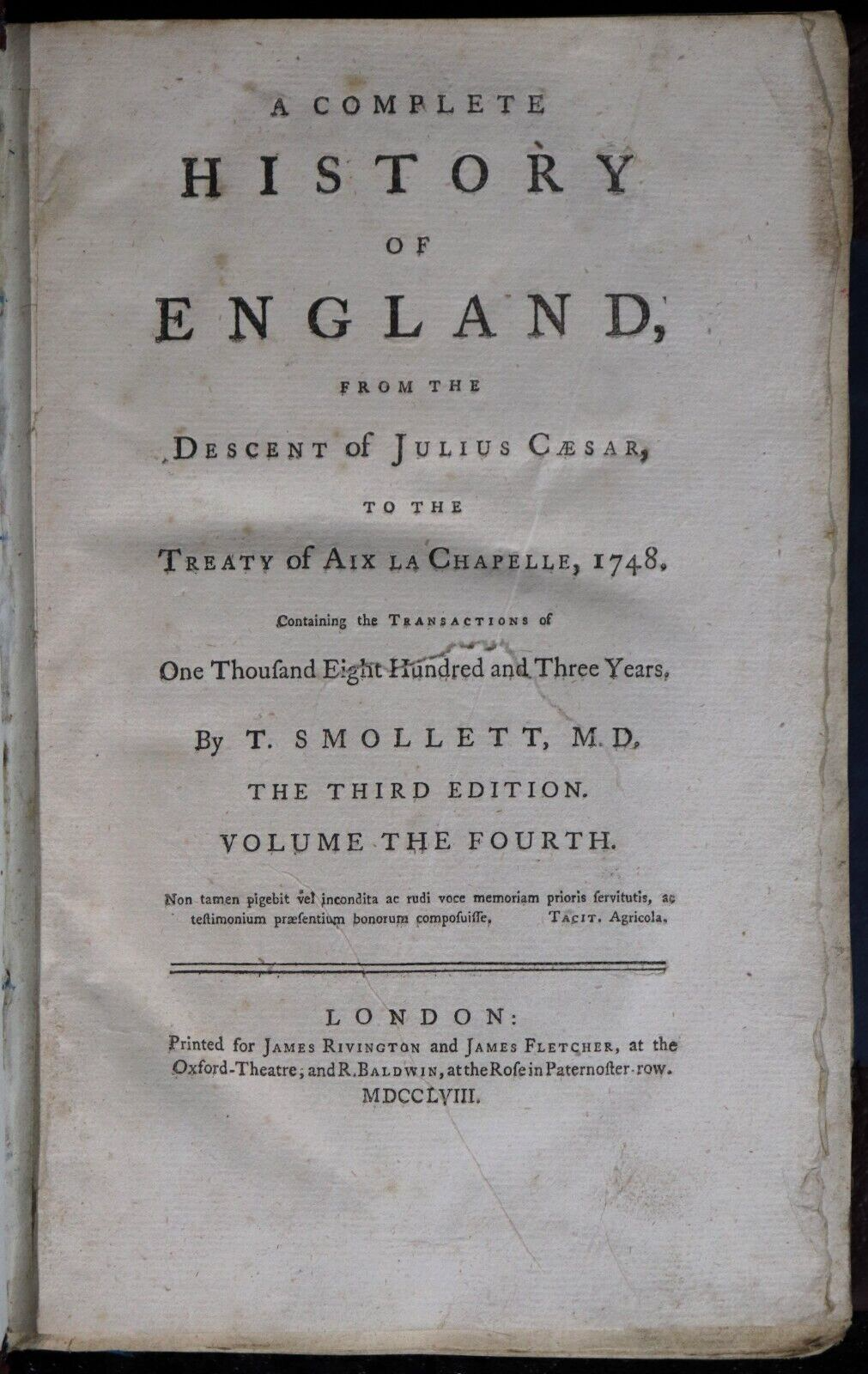 1758 7vol Complete History Of England by T. Smollett Antiquarian Book Set