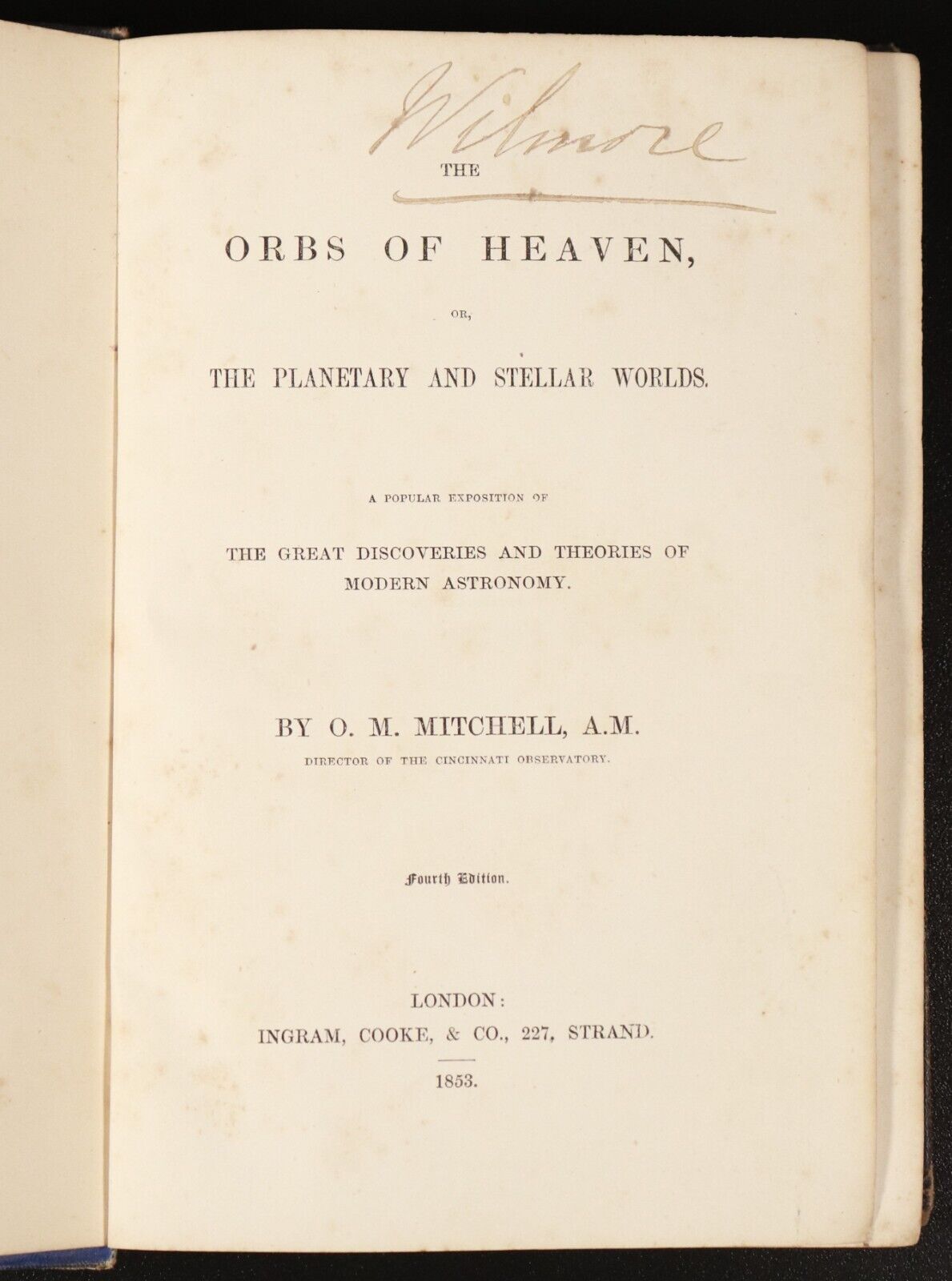 1853 The Orbs Of Heaven Planetary Worlds Antiquarian Astronomy Book