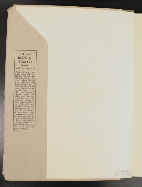 1921 Howard Pyle's Book Of Pirates Antique Childrens Book 1st Ed W/Dust Jacket