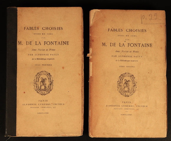 1868 Fables De La Fontaine Antiquarian French Literature Book 2vol Suit Rebind