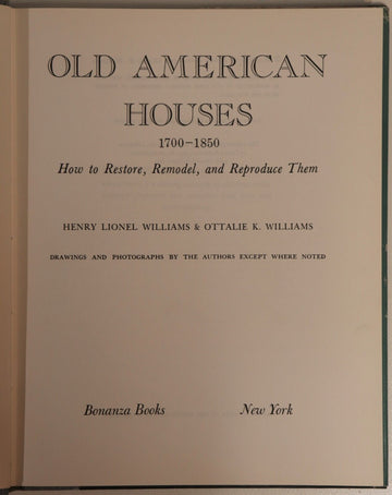 1967 Old American Houses by H&O Williams Vintage American Architecture Book - 0