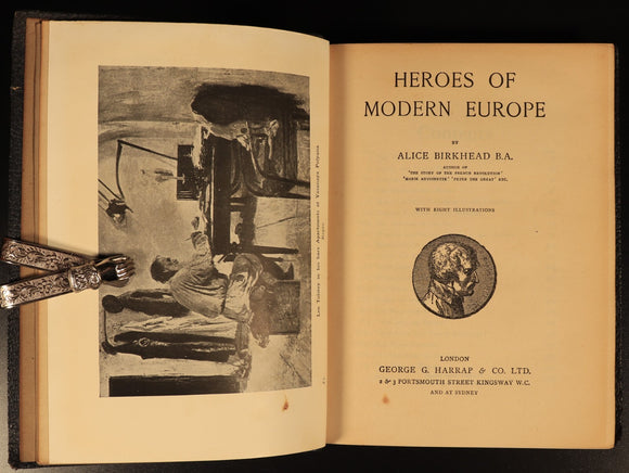 Heroes Of Modern Europe by Alice Birkhead 1923 Antique Leather History Book