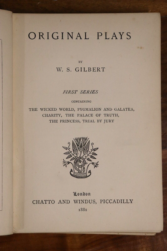 1881 W. S. Gilbert's Original Plays: First Series Antique Literature Book
