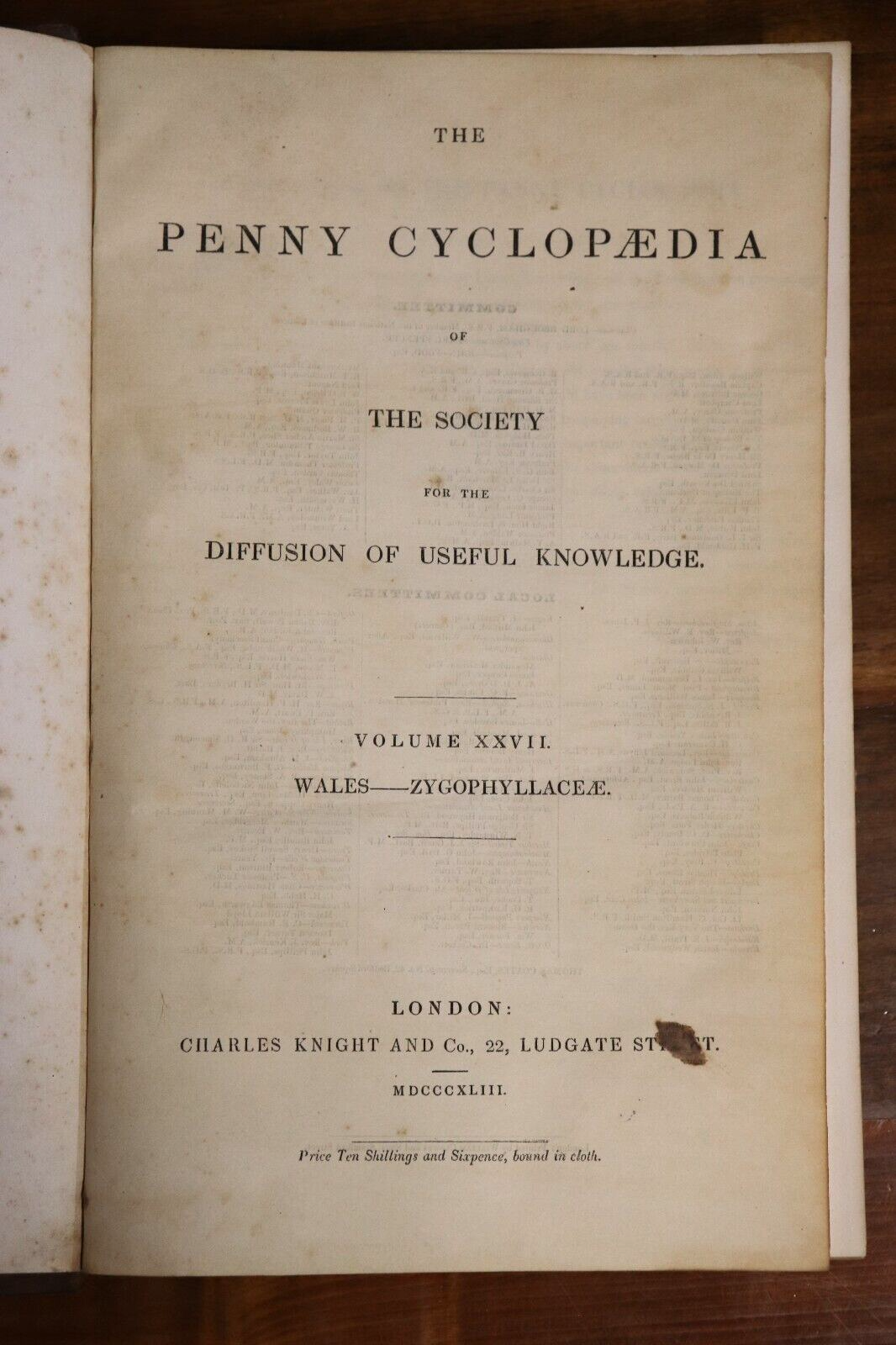 1843 The Penny Cyclopaedia Vol. 27 Antique British Reference History Book - 0