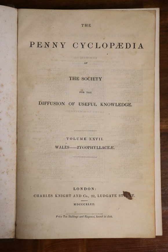 1843 The Penny Cyclopaedia Vol. 27 Antique British Reference History Book