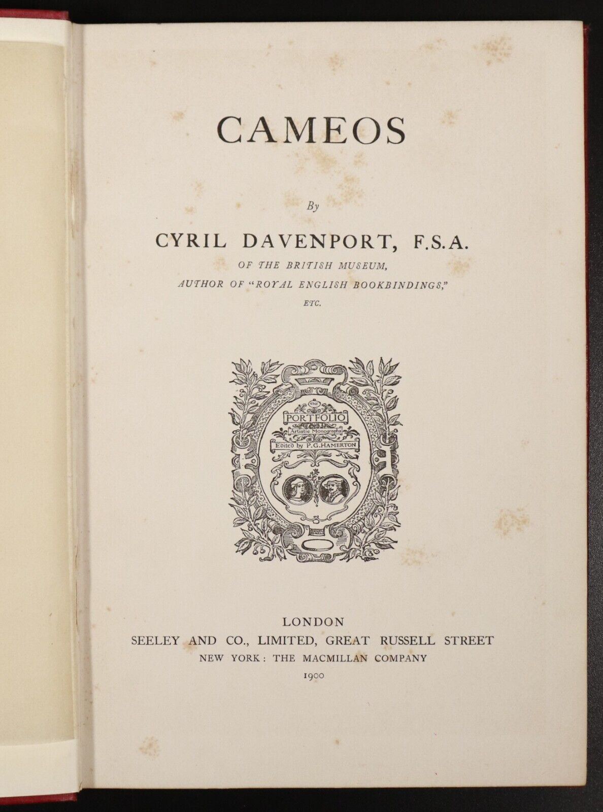 1900 Cameos by Cyril Davenport Antique Reference History Book Cameo Carving