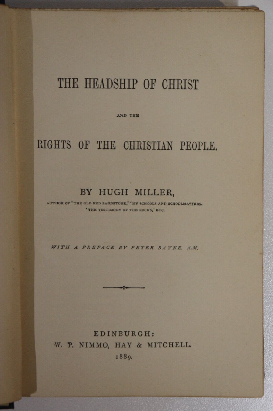 1889 The Headship Of Christ by Hugh Miller Antique British Theology Book - 0