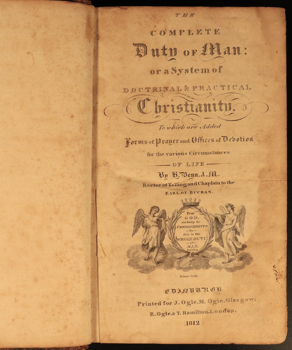 1812 The Complete Duty Of Man: Practical Christianity Antiquarian Theology Book