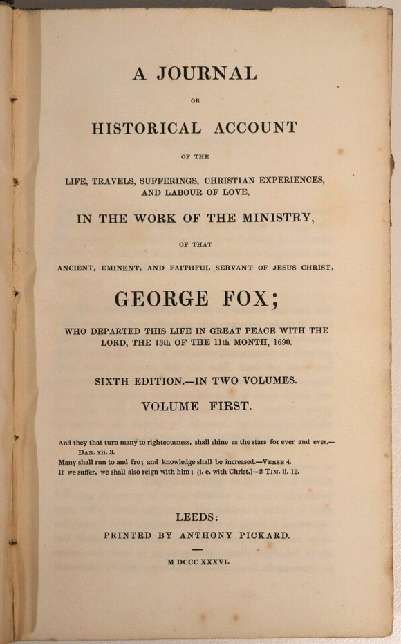 1836 2vol A Journal Of The Life Of George Fox Antiquarian British History Books