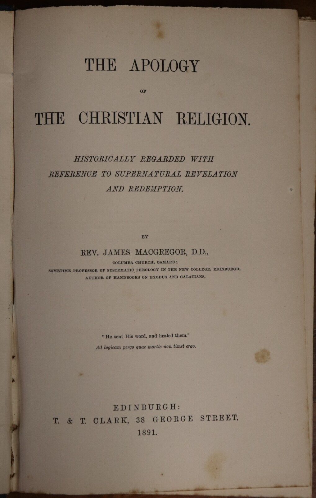 1891 The Apology Of The Christian Religion Antique British Theology Book - 0