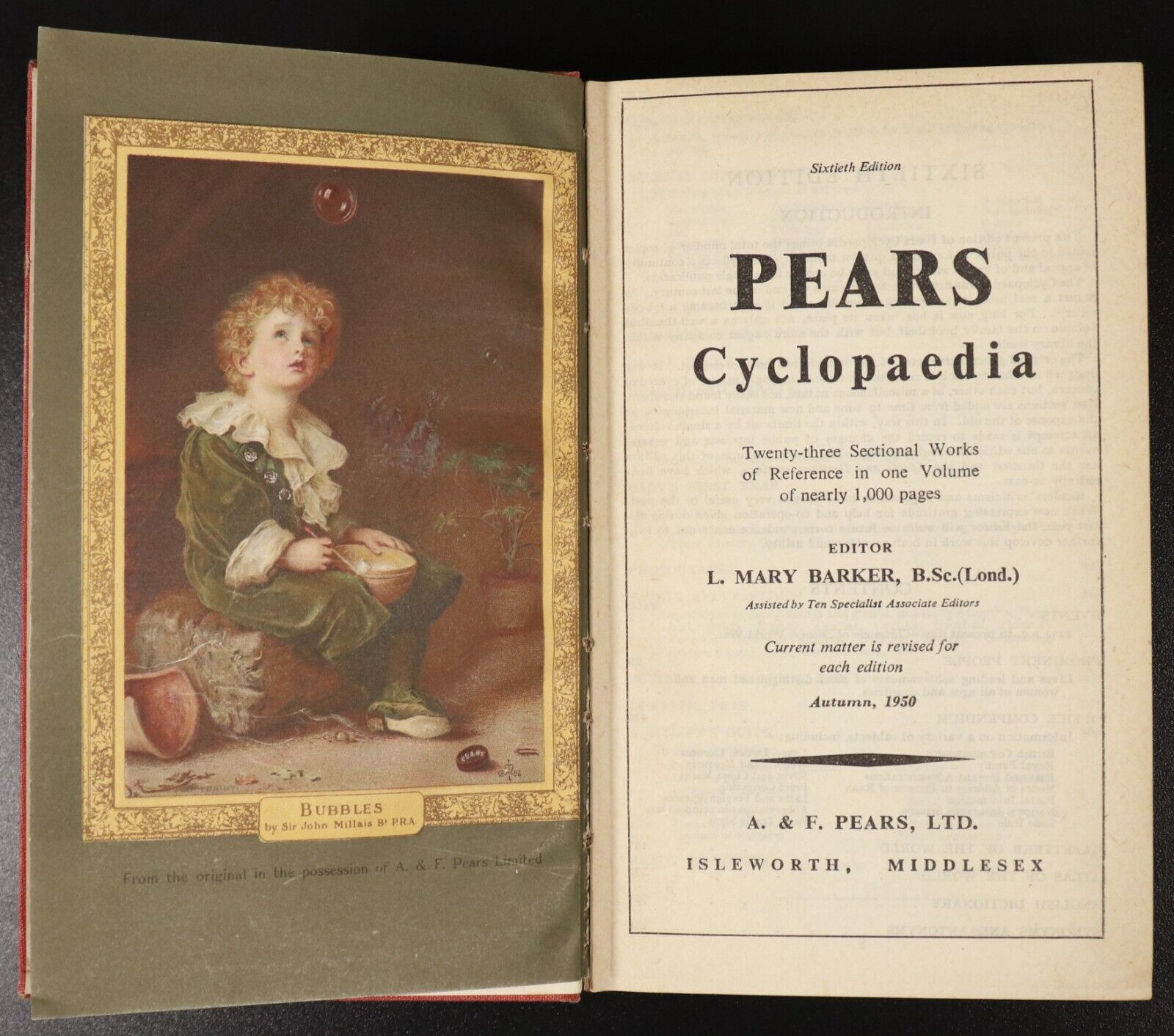 1950 Pears' Cyclopaedia 60th Edition Antique Reference Book Illustrated Maps