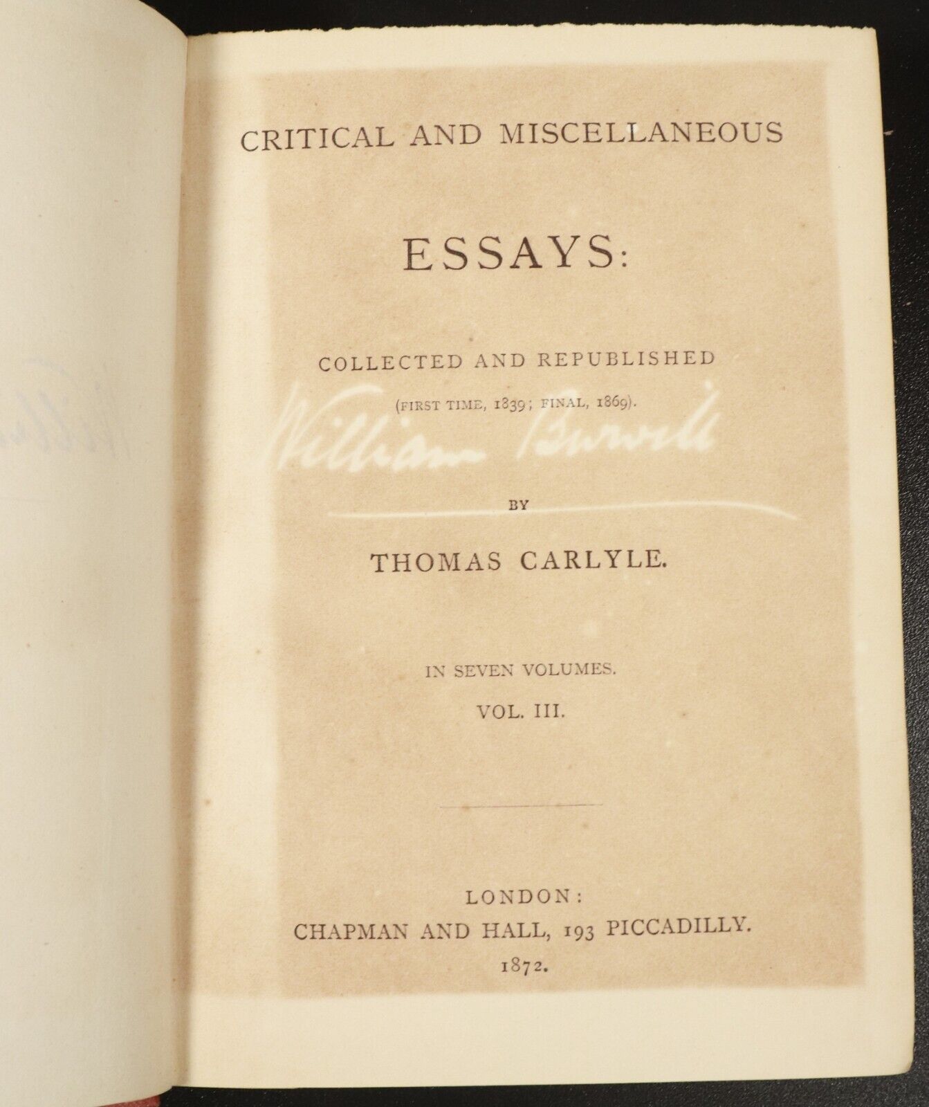 1872 6vol Critical & Miscellaneous Essays by Thomas Carlyle Antiquarian Books